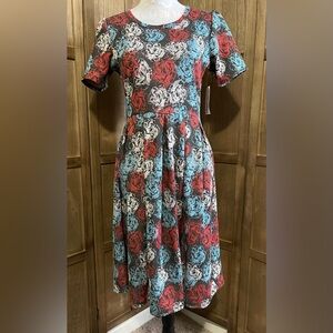 NWT Lula Roe Red White and Blue Floral Dress.